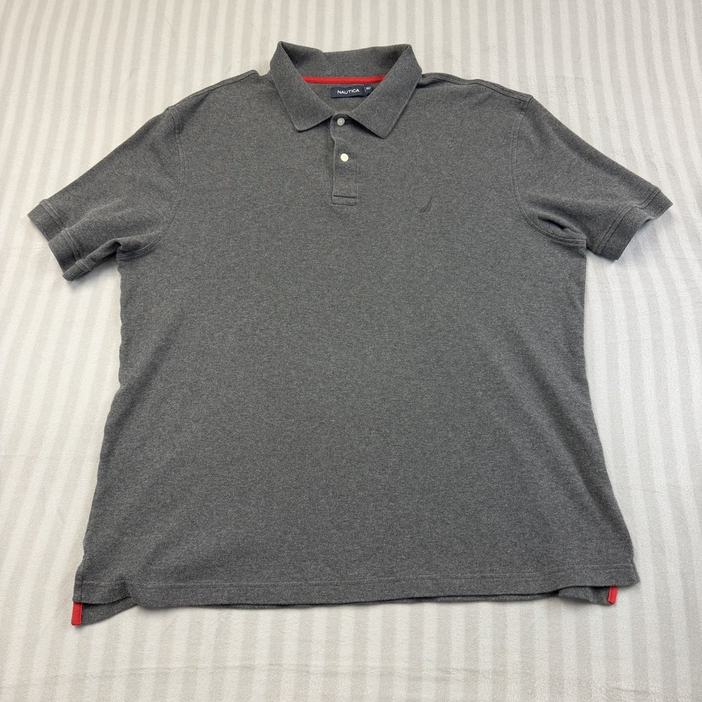 Nautica 2XLT Charcoal Polo Shirt Mens‎ Short Sleeve Classic Fit